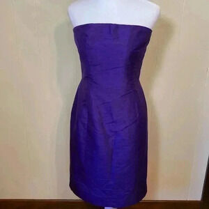 MODA International Purple 100% Silk Cocktail Strapless Dress in Size 8.